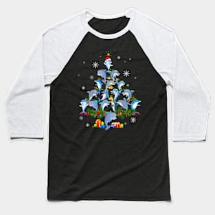 Dolphin Christmas Tree Light Sweater Santa Dolphin Christmas Baseball T-Shirt